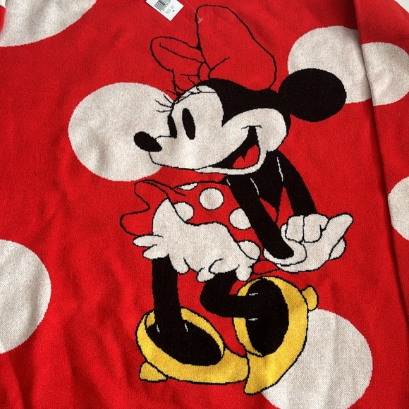 Disney Minnie Mouse Red and White Polka Dots Character Pullover Knit Sweater 2X - Picture 2 of 9
